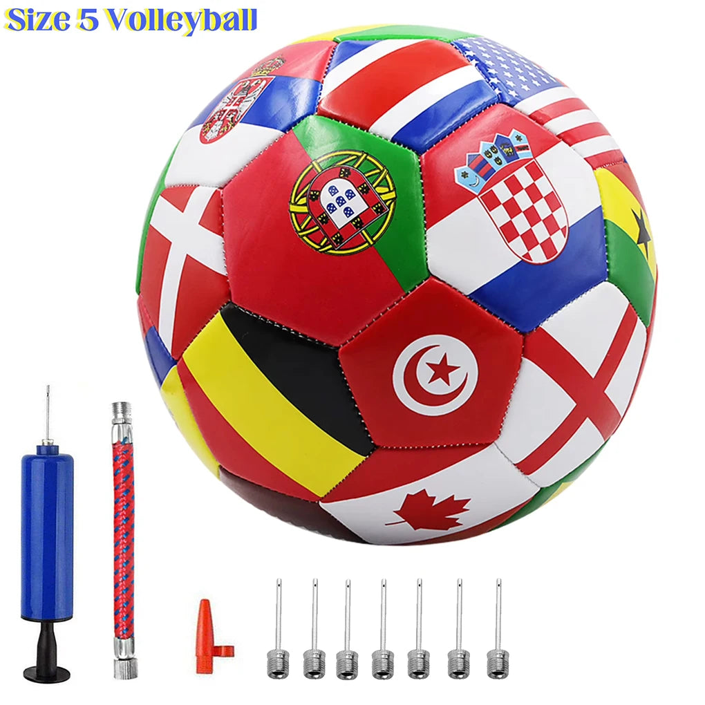 Bola de Futebol com Estampa de Bandeira, Tamanho Oficial 5, Bola de Jogo de Futebol para Partidas ao Ar Livre, Pvc 2,7mm Espessura, Bola de Treinamento de Time