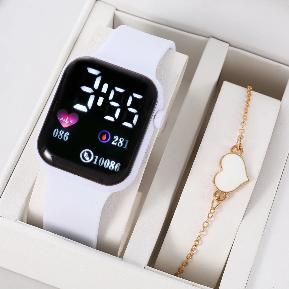 Love oriented LED electronic watch, fashionable and casual square outdoor waterproof electronic watch