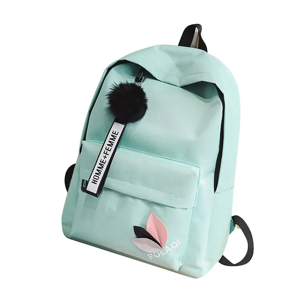 Printed Leaves Backpack Large Capacity Rucksack Zipper Portable Knapsack Female Shoulder Bag Simple Student Schoolbag