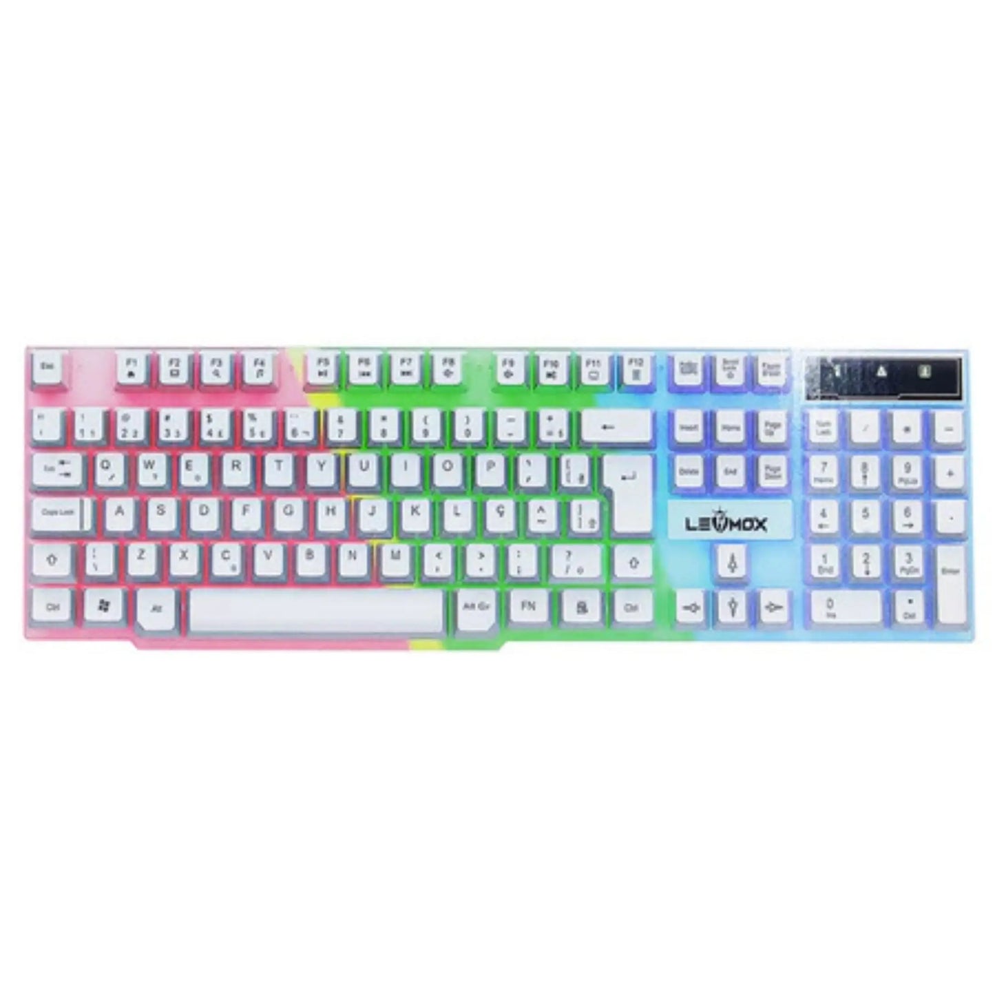 Teclado Gamer Branco com Cabo USB e Iluminação LED RGB Modernista Original Lehmox