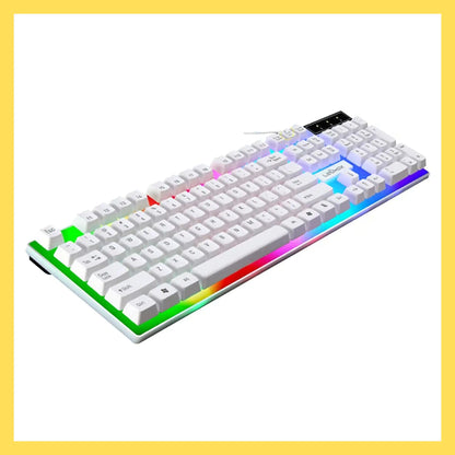 Teclado Gamer Branco com Cabo USB e Iluminação LED RGB Modernista Original Lehmox