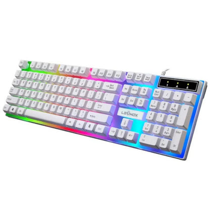 Teclado Gamer Branco com Cabo USB e Iluminação LED RGB Modernista Original Lehmox