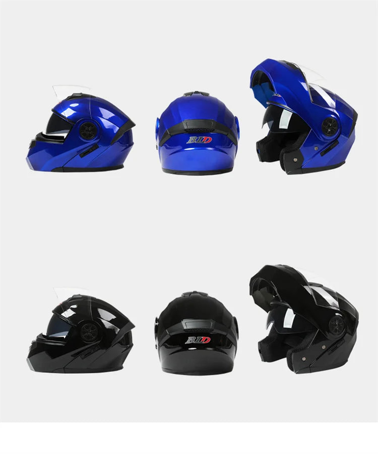 Capacete Modular com Duas Lentes BLD para Motocicleta, Seguro, Rebatível, Capacetes Profissionais de Motocross e Corrida, Capacete Integral para Moto