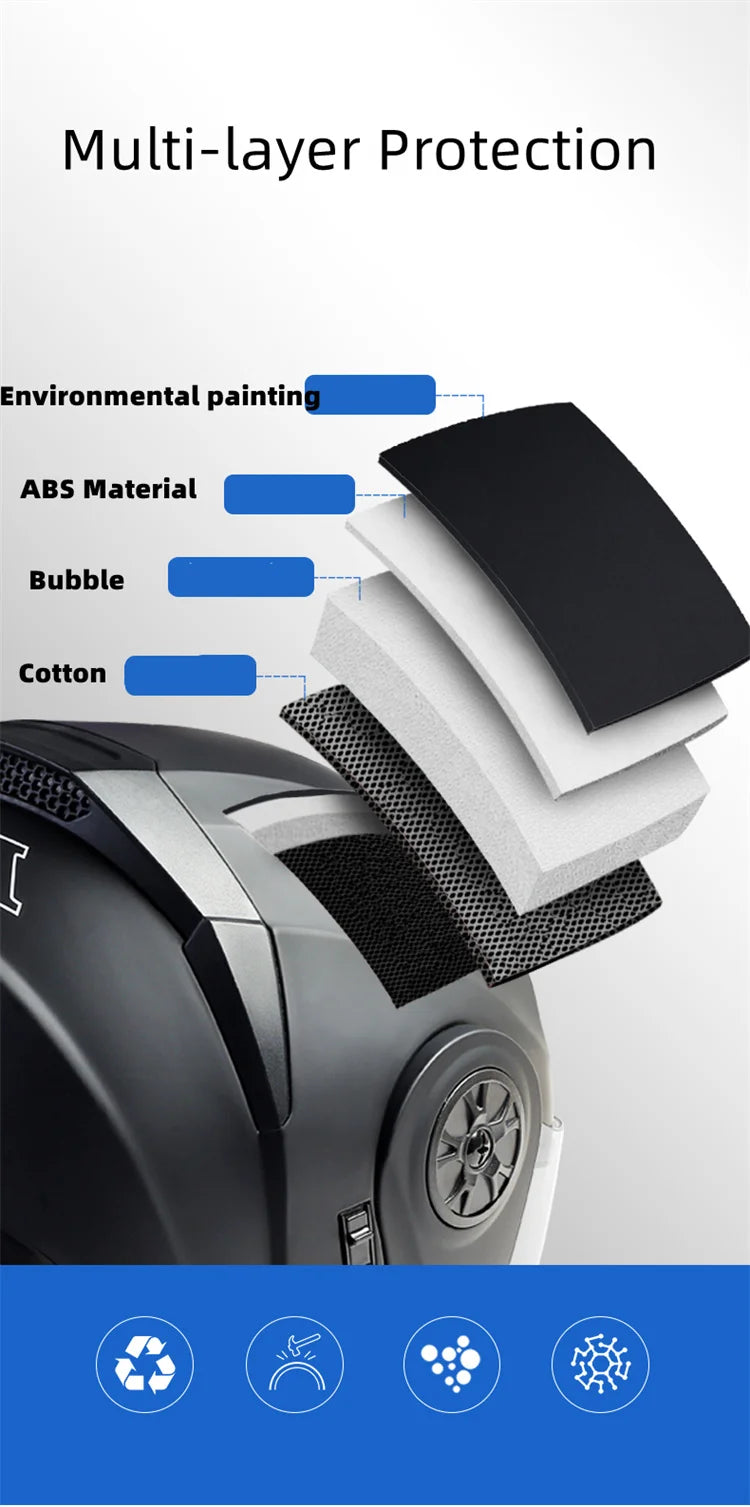 Capacete Modular com Duas Lentes BLD para Motocicleta, Seguro, Rebatível, Capacetes Profissionais de Motocross e Corrida, Capacete Integral para Moto