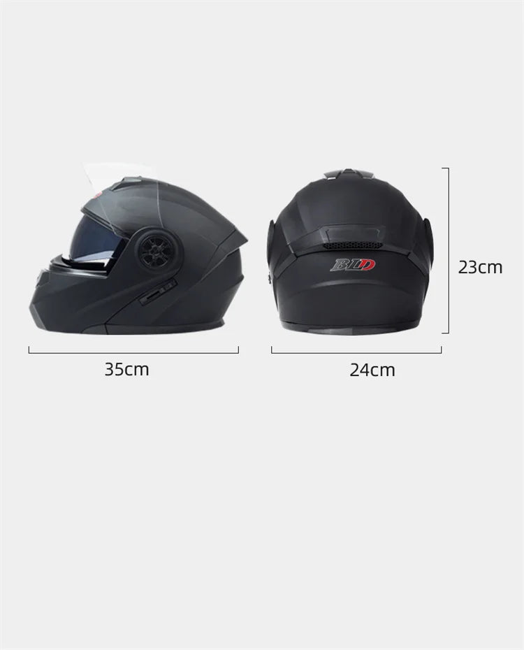 Capacete Modular com Duas Lentes BLD para Motocicleta, Seguro, Rebatível, Capacetes Profissionais de Motocross e Corrida, Capacete Integral para Moto