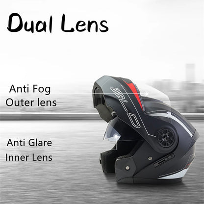 Capacete Modular com Duas Lentes BLD para Motocicleta, Seguro, Rebatível, Capacetes Profissionais de Motocross e Corrida, Capacete Integral para Moto