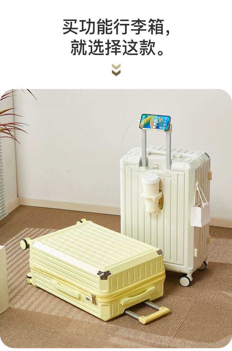 Mala multifuncional para mulheres 2025 nova mala de viagem com código, 20 polegadas, caixa de couro, rodas silenciosas reforçadas