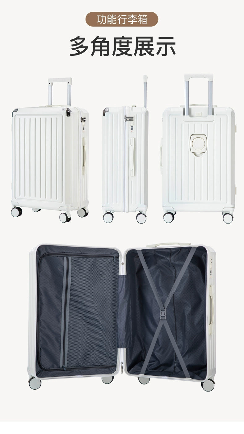 Mala multifuncional para mulheres 2025 nova mala de viagem com código, 20 polegadas, caixa de couro, rodas silenciosas reforçadas