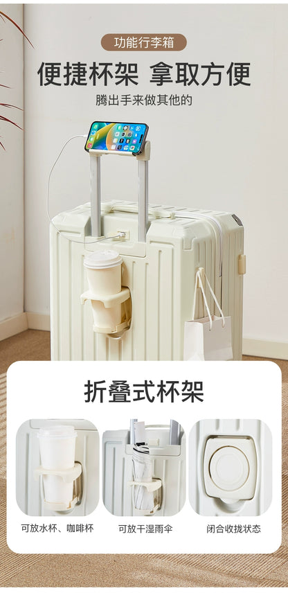 Mala multifuncional para mulheres 2025 nova mala de viagem com código, 20 polegadas, caixa de couro, rodas silenciosas reforçadas