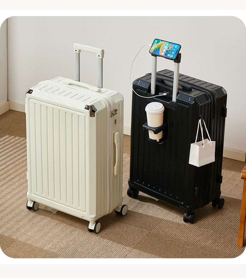 Mala multifuncional para mulheres 2025 nova mala de viagem com código, 20 polegadas, caixa de couro, rodas silenciosas reforçadas