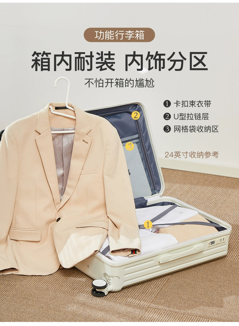 Mala multifuncional para mulheres 2025 nova mala de viagem com código, 20 polegadas, caixa de couro, rodas silenciosas reforçadas