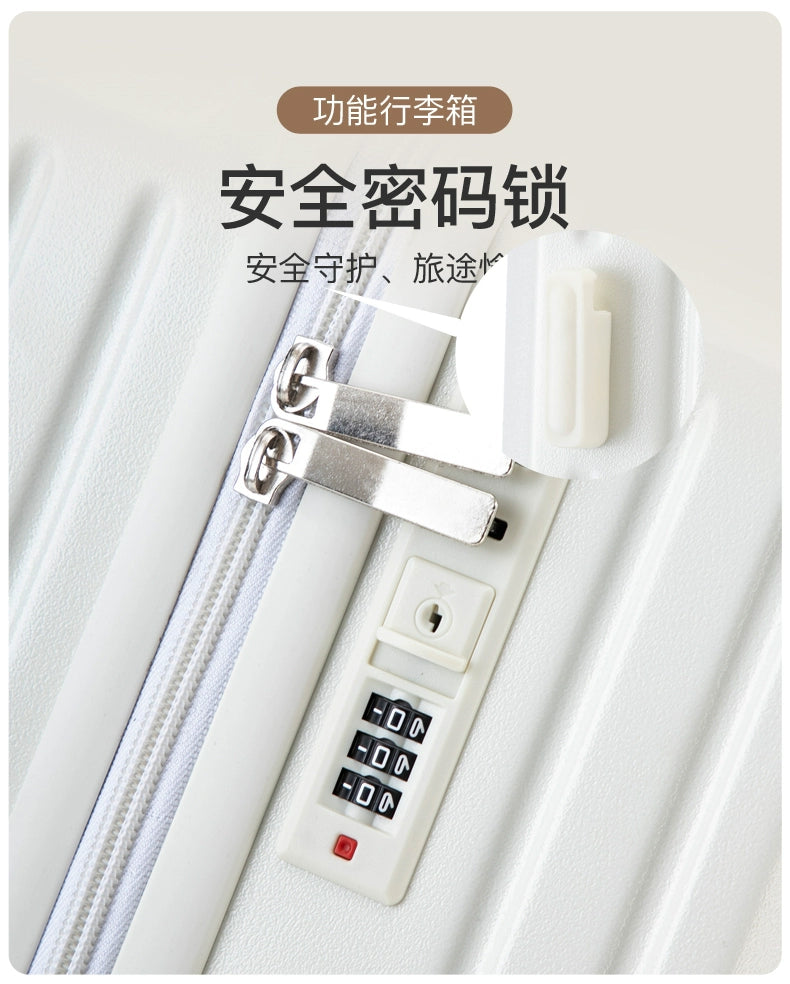 Mala multifuncional para mulheres 2025 nova mala de viagem com código, 20 polegadas, caixa de couro, rodas silenciosas reforçadas