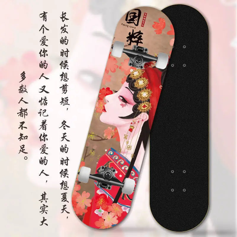 Skateboard profissional para iniciantes meninos e meninas crianças adolescentes adultos street quatro rodas dupla articulação