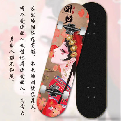 Skateboard profissional para iniciantes meninos e meninas crianças adolescentes adultos street quatro rodas dupla articulação