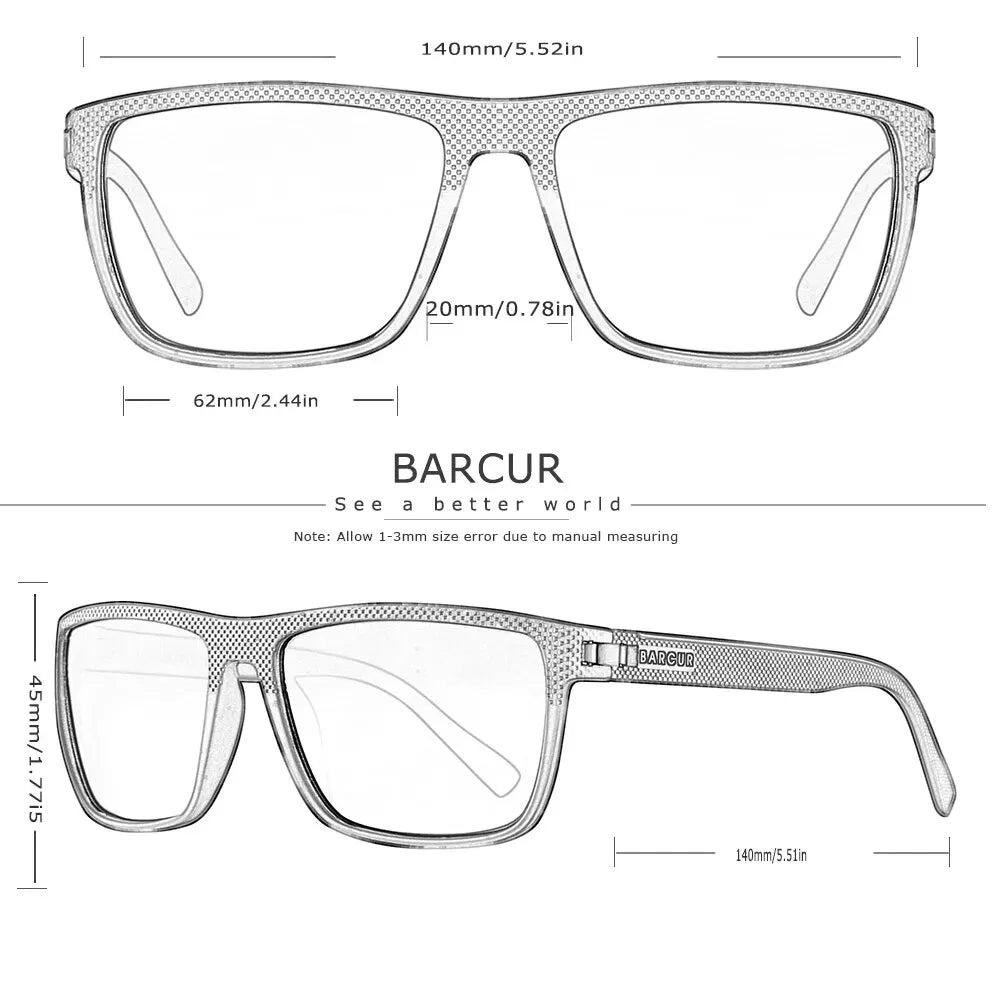 Óculos de Sol BARCUR Design TR90 para Homens Polarizados, Leves, Esportivos, Óculos de Sol para Mulheres, Acessório de Óculos com Proteção UVAB