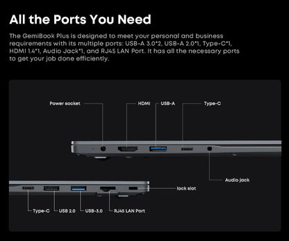 Notebook CHUWI GemiBook Plus 15,6'' 16GB RAM 512GB SSD Computador Windows 11 Laptop 12ª Geração Intel Alder Lake N150 / N100
