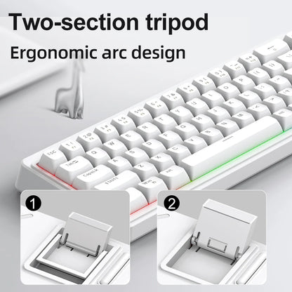 Teclado Mecânico Feel FREEWOLF M68SE 68 Teclas Mini Com Fio Compacto Silencioso para Laptops, Jogos e Uso de Escritório