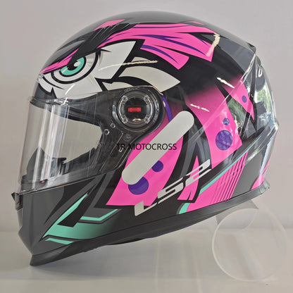 Capacete de Motociclista LS2 FF358 Preto e Branco Capacetes Full Face Tamanho Brasileiro LS2 FF358 Preto e Rosa Novo Capacete L-XXXL Forro FF358