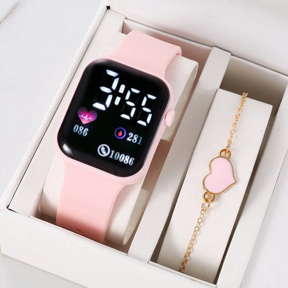 Love oriented LED electronic watch, fashionable and casual square outdoor waterproof electronic watch