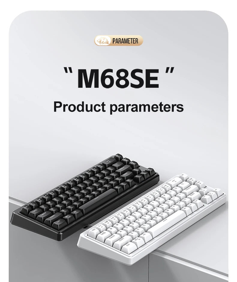 Teclado Mecânico Feel FREEWOLF M68SE 68 Teclas Mini Com Fio Compacto Silencioso para Laptops, Jogos e Uso de Escritório