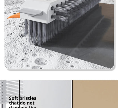 Escova de Limpeza com Cabo Longo Ajustável Escalável Multifuncional para Banheiro, Limpeza de Piso, Raspador de Silicone, Vassoura Mágica, Limpador de Vidros