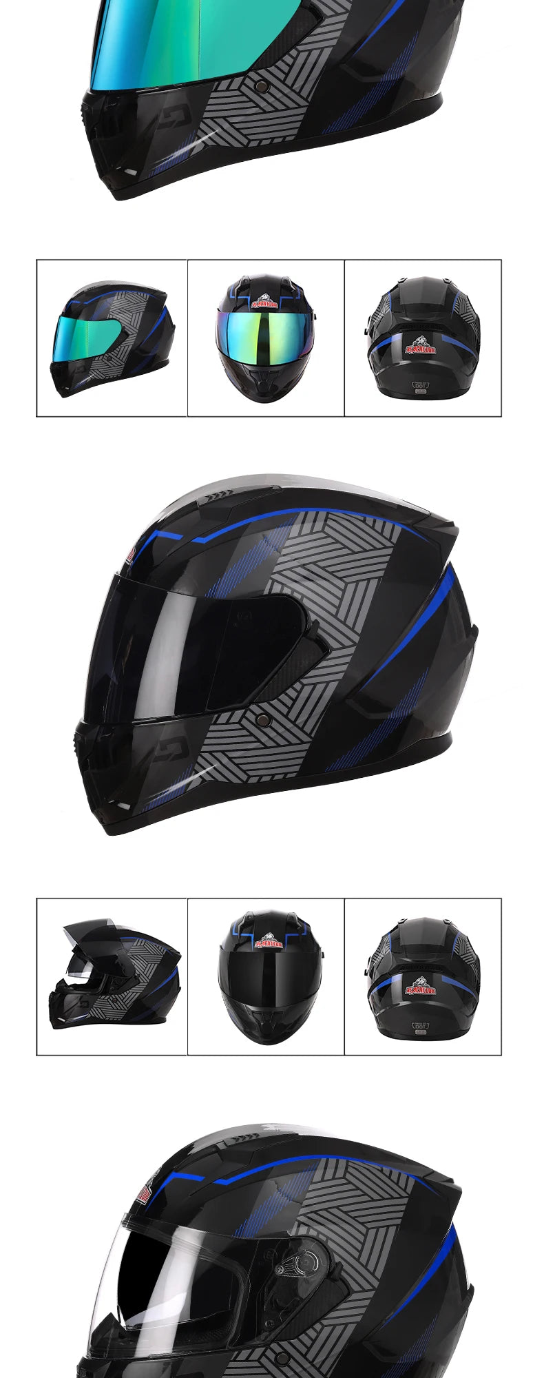 Motorcycle Helmet Full Face Double Lens Capacete Professional Men Women Four Seasons DOT ECE Approved Safety Protective Casco