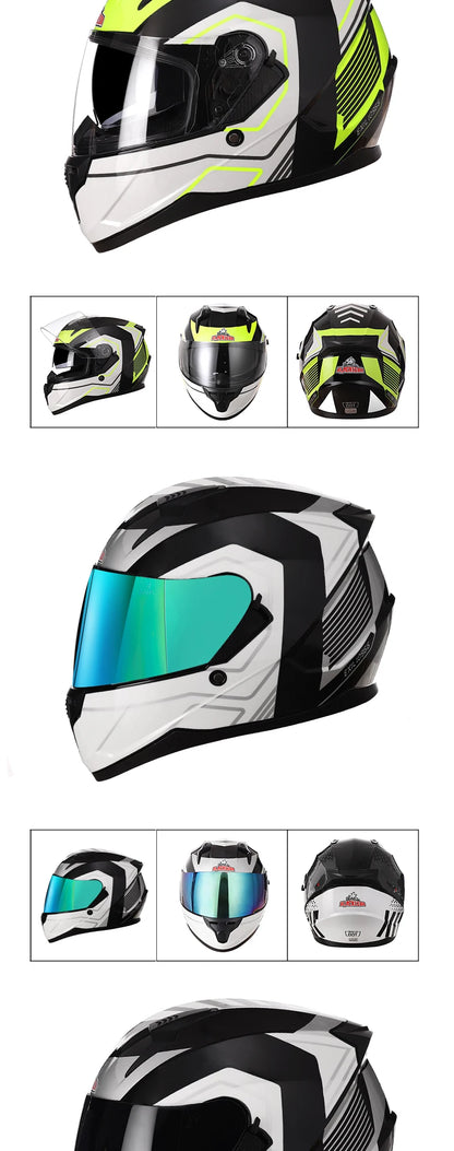 Motorcycle Helmet Full Face Double Lens Capacete Professional Men Women Four Seasons DOT ECE Approved Safety Protective Casco