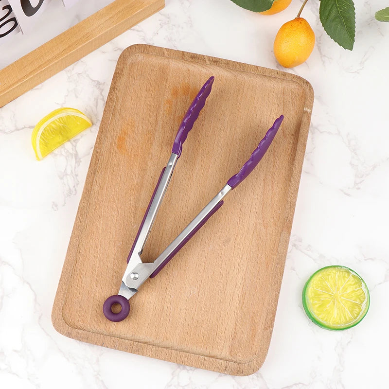 Pegador de Silicone para Churrasco, Cozinha, Salada, Pão, Pegador Antiaderente para Churrasco, Clipes e Grampos de Aço Inoxidável, Ferramentas e Gadgets