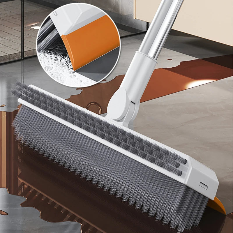 Escova de Limpeza com Cabo Longo Ajustável Escalável Multifuncional para Banheiro, Limpeza de Piso, Raspador de Silicone, Vassoura Mágica, Limpador de Vidros
