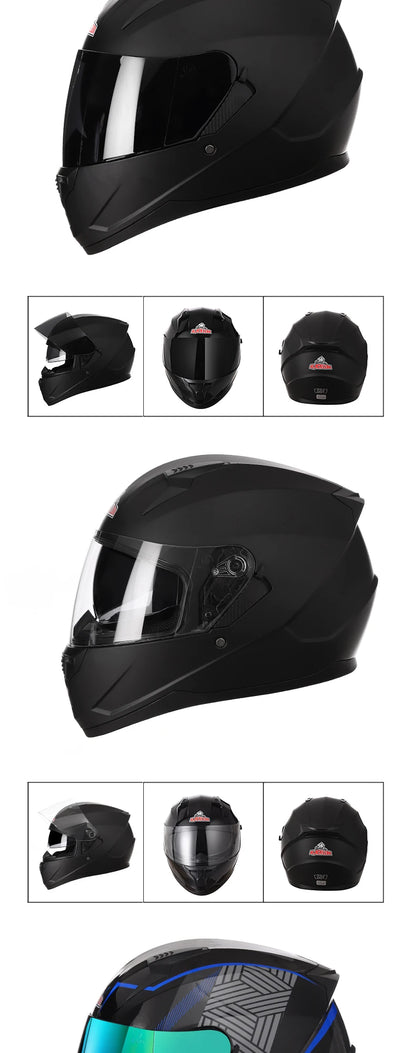 Motorcycle Helmet Full Face Double Lens Capacete Professional Men Women Four Seasons DOT ECE Approved Safety Protective Casco