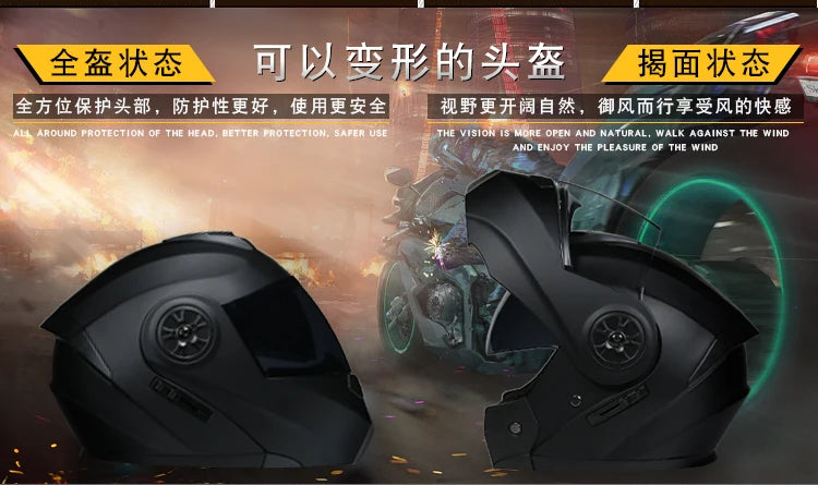 Capacete Modular Dobrável de Moto de Segurança Aprovado pelo DOT Mais Recente Voyage Racing com Lente Dupla e Viseira Interna