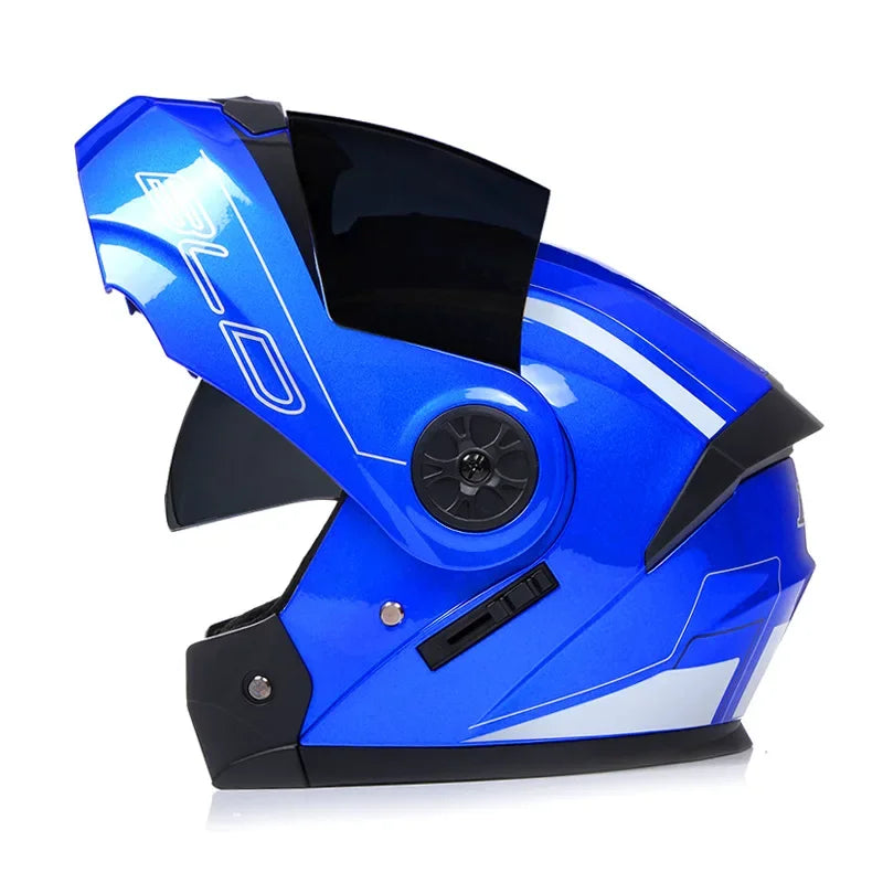 Capacete Modular com Duas Lentes BLD para Motocicleta, Seguro, Rebatível, Capacetes Profissionais de Motocross e Corrida, Capacete Integral para Moto