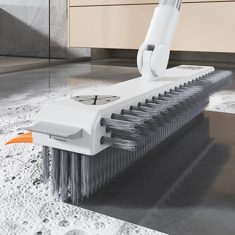 Escova de Limpeza com Cabo Longo Ajustável Escalável Multifuncional para Banheiro, Limpeza de Piso, Raspador de Silicone, Vassoura Mágica, Limpador de Vidros