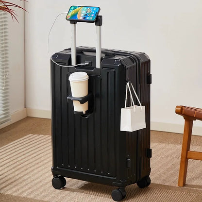 Mala multifuncional para mulheres 2025 nova mala de viagem com código, 20 polegadas, caixa de couro, rodas silenciosas reforçadas