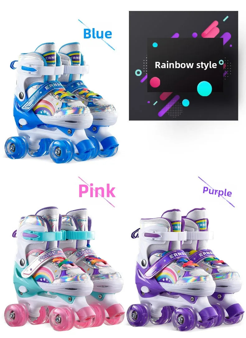 Patins Elegantes de Quatro Tamanhos Ajustáveis com Dupla Fila para Crianças