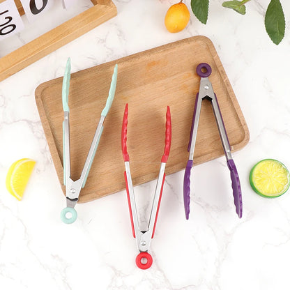 Pegador de Silicone para Churrasco, Cozinha, Salada, Pão, Pegador Antiaderente para Churrasco, Clipes e Grampos de Aço Inoxidável, Ferramentas e Gadgets