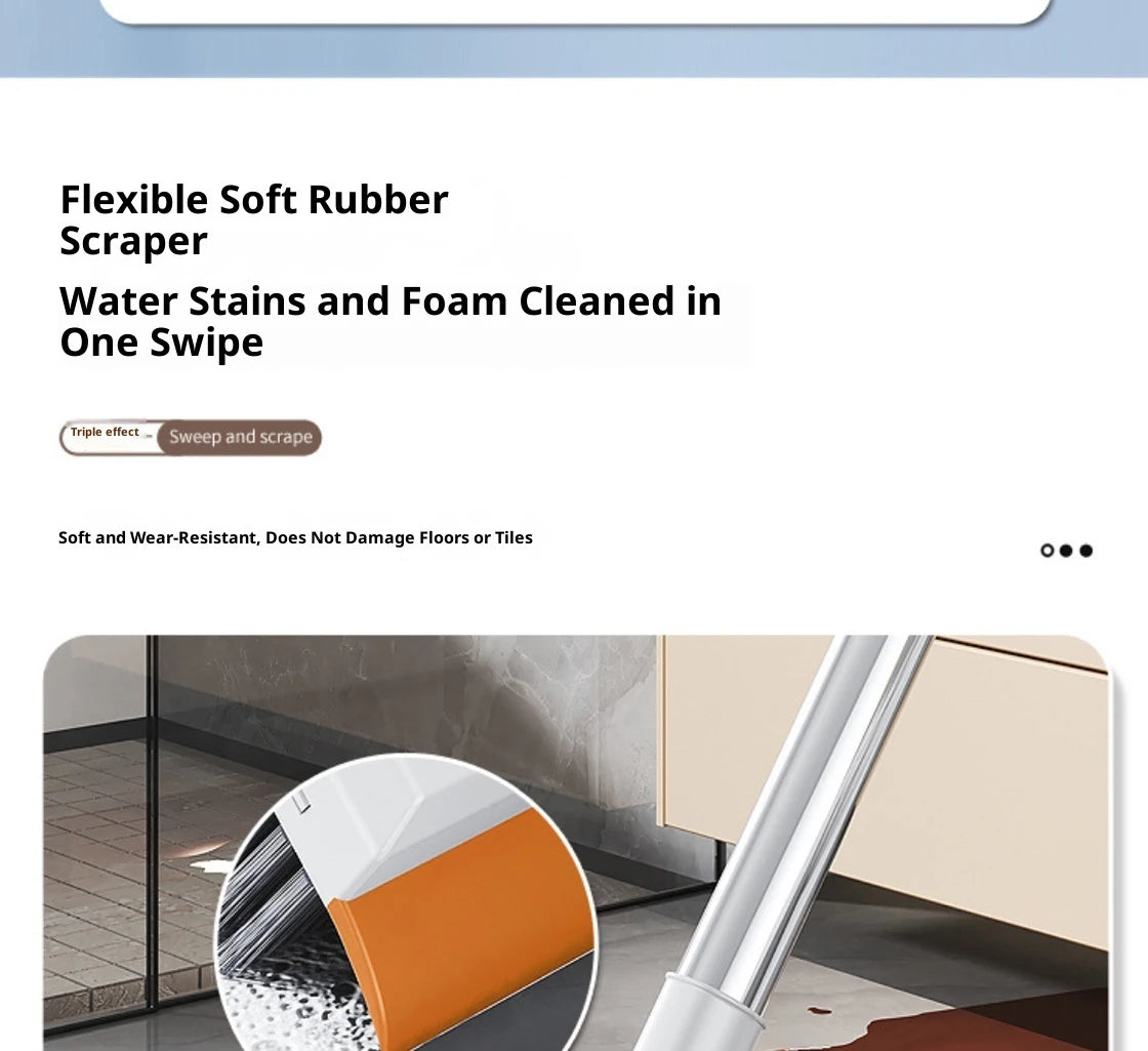 Escova de Limpeza com Cabo Longo Ajustável Escalável Multifuncional para Banheiro, Limpeza de Piso, Raspador de Silicone, Vassoura Mágica, Limpador de Vidros