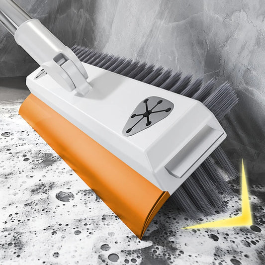 Escova de Limpeza com Cabo Longo Ajustável Escalável Multifuncional para Banheiro, Limpeza de Piso, Raspador de Silicone, Vassoura Mágica, Limpador de Vidros
