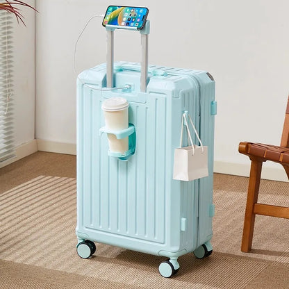 Mala multifuncional para mulheres 2025 nova mala de viagem com código, 20 polegadas, caixa de couro, rodas silenciosas reforçadas