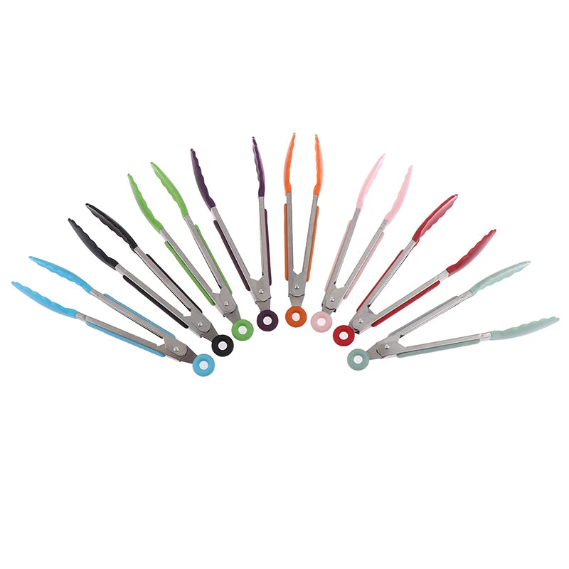 Pegador de Silicone para Churrasco, Cozinha, Salada, Pão, Pegador Antiaderente para Churrasco, Clipes e Grampos de Aço Inoxidável, Ferramentas e Gadgets