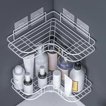 Prateleira de Banheiro Suporte para Shampoo Rack de Armazenamento Cozinha Sem Perfuração Prateleira Triangular Acessórios de Banheiro