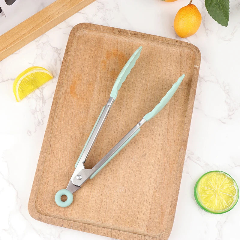 Pegador de Silicone para Churrasco, Cozinha, Salada, Pão, Pegador Antiaderente para Churrasco, Clipes e Grampos de Aço Inoxidável, Ferramentas e Gadgets