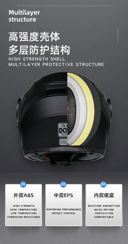 Capacete Modular Dobrável de Moto de Segurança Aprovado pelo DOT Mais Recente Voyage Racing com Lente Dupla e Viseira Interna