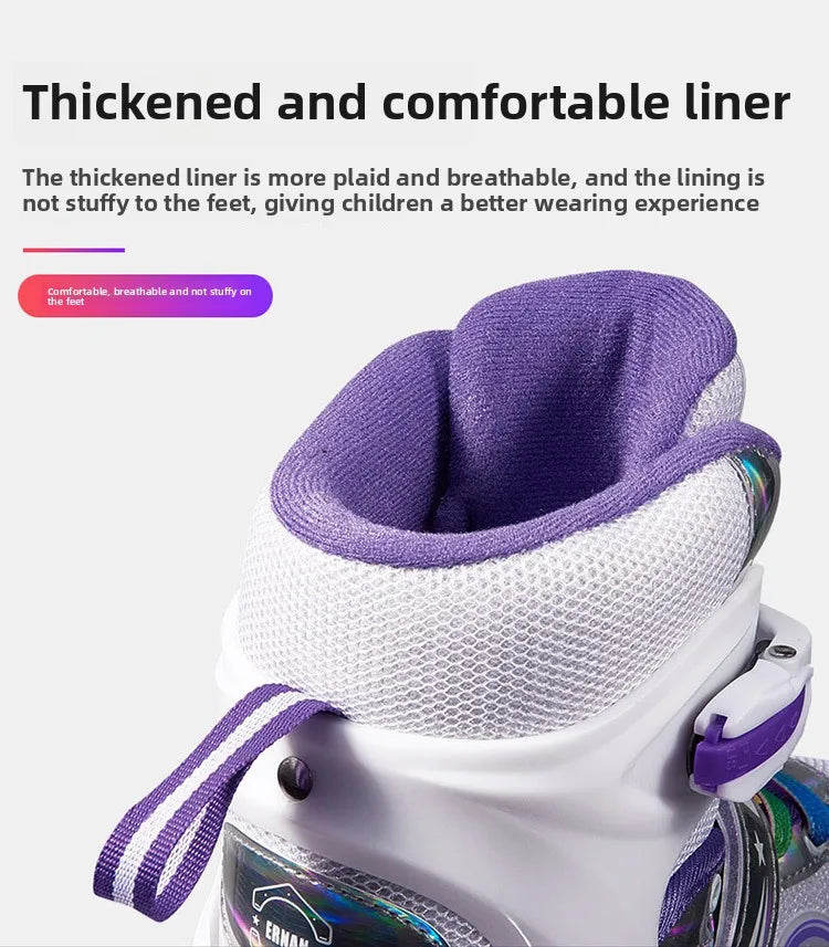 Patins Elegantes de Quatro Tamanhos Ajustáveis com Dupla Fila para Crianças