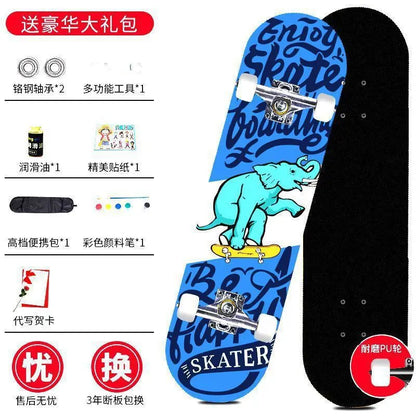 Skateboard profissional para iniciantes meninos e meninas crianças adolescentes adultos street quatro rodas dupla articulação