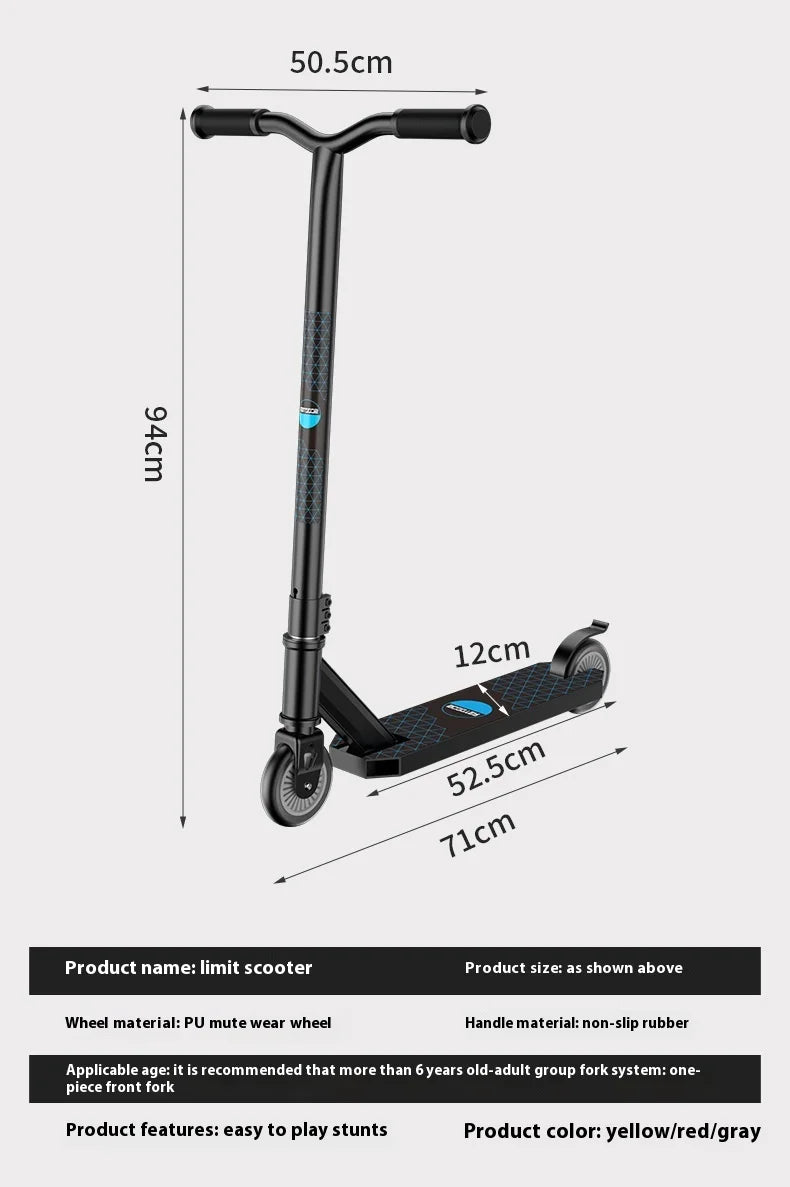 Adolescente profissional de scooter de manobras adulto elegante mostrando extremo carro de duas rodas scooter passeio de scooter