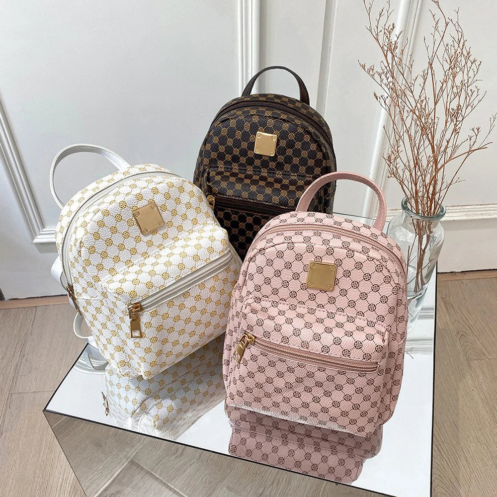 Polka Dot Women Backpack 2025 Fashion PU Leather Large Capacity Bookbag Casual Print Daypack For School College Girls