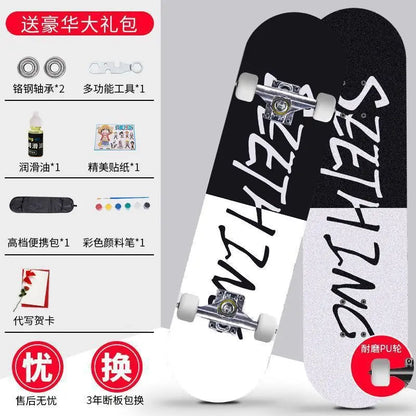 Skateboard profissional para iniciantes meninos e meninas crianças adolescentes adultos street quatro rodas dupla articulação