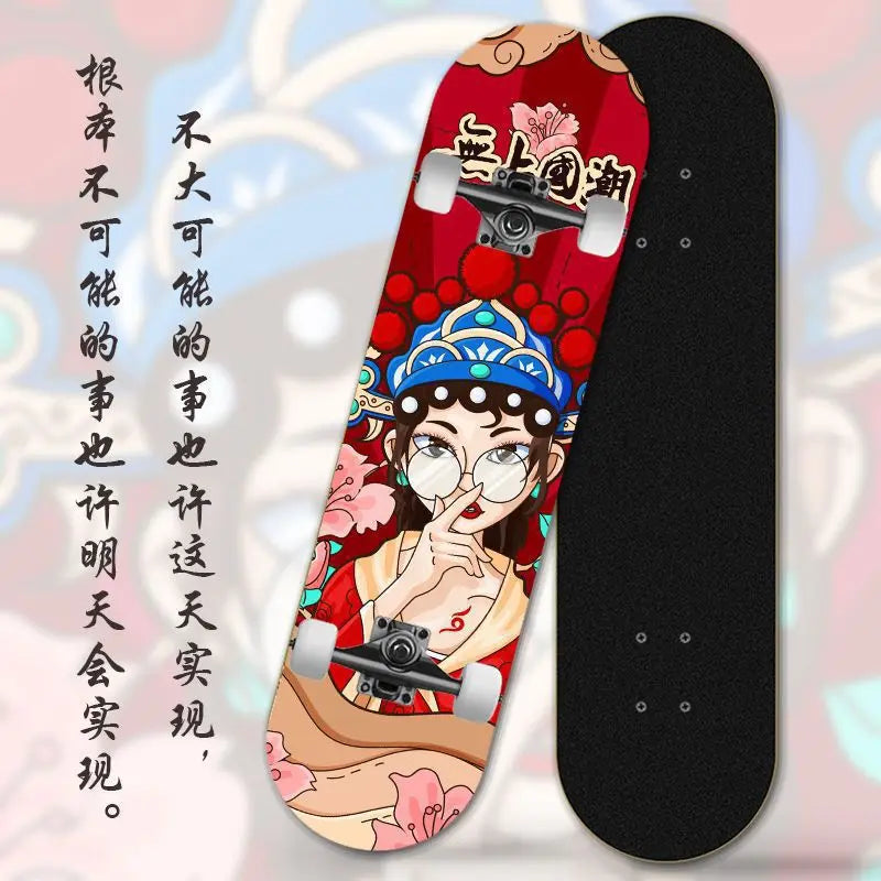 Skateboard profissional para iniciantes meninos e meninas crianças adolescentes adultos street quatro rodas dupla articulação