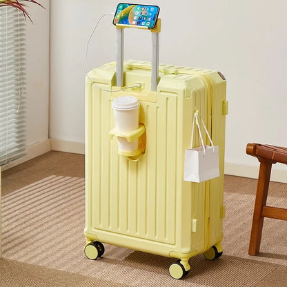 Mala multifuncional para mulheres 2025 nova mala de viagem com código, 20 polegadas, caixa de couro, rodas silenciosas reforçadas